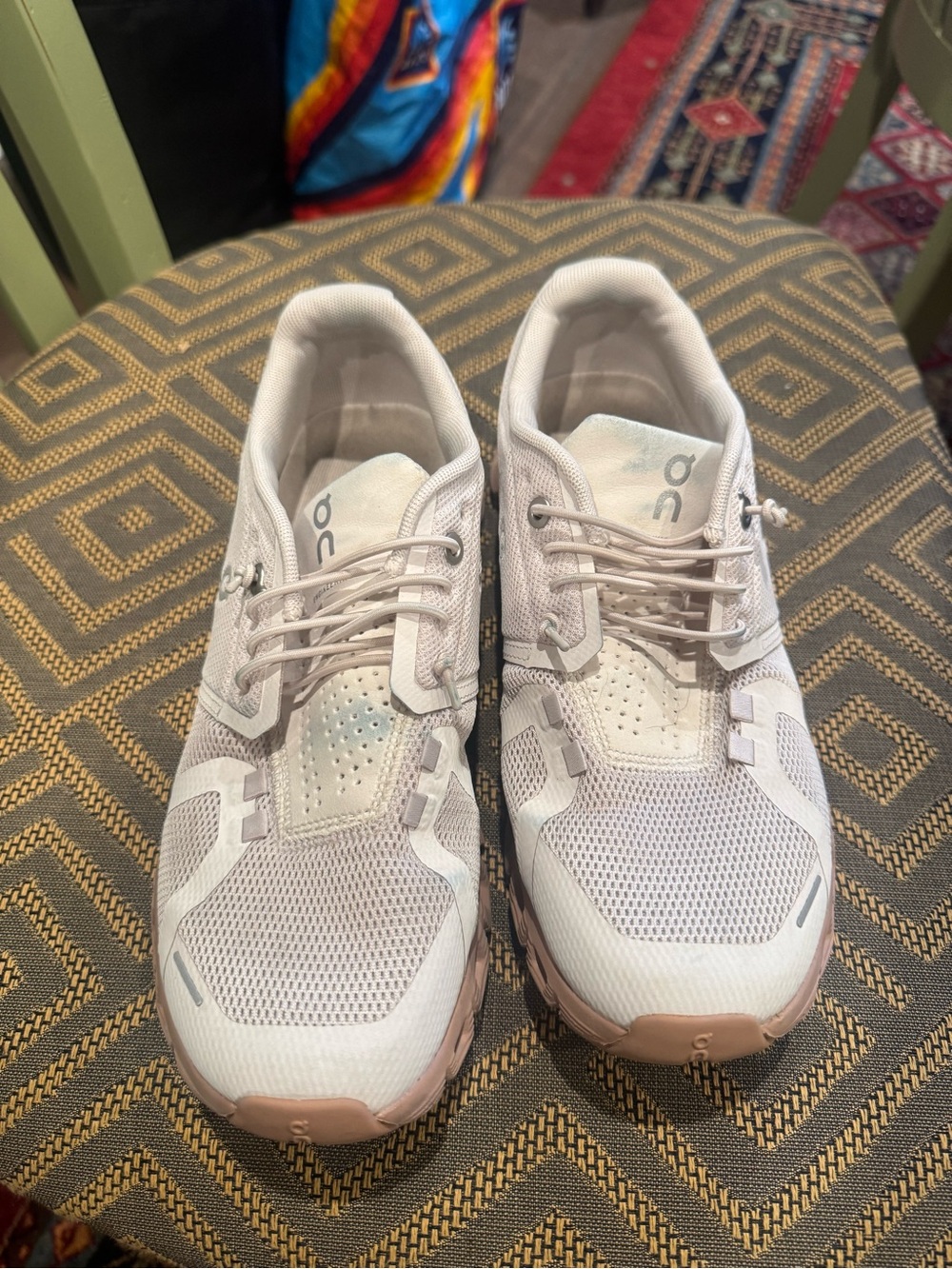 On Running Women's Athletic Shoes in Light Pink and White